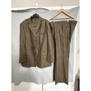 Irvine Park Suit Mens 48L Brown Wool Silk Tweed 2 Piece 44x35 Big & Tall Jacket